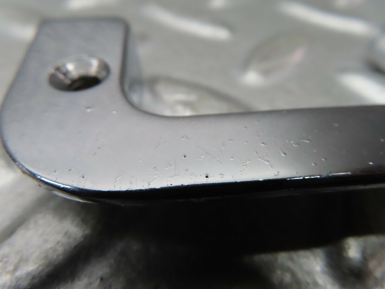 19165 Mercedes-Benz W123 300D Left Chrome Door Latch Trim 1237230124