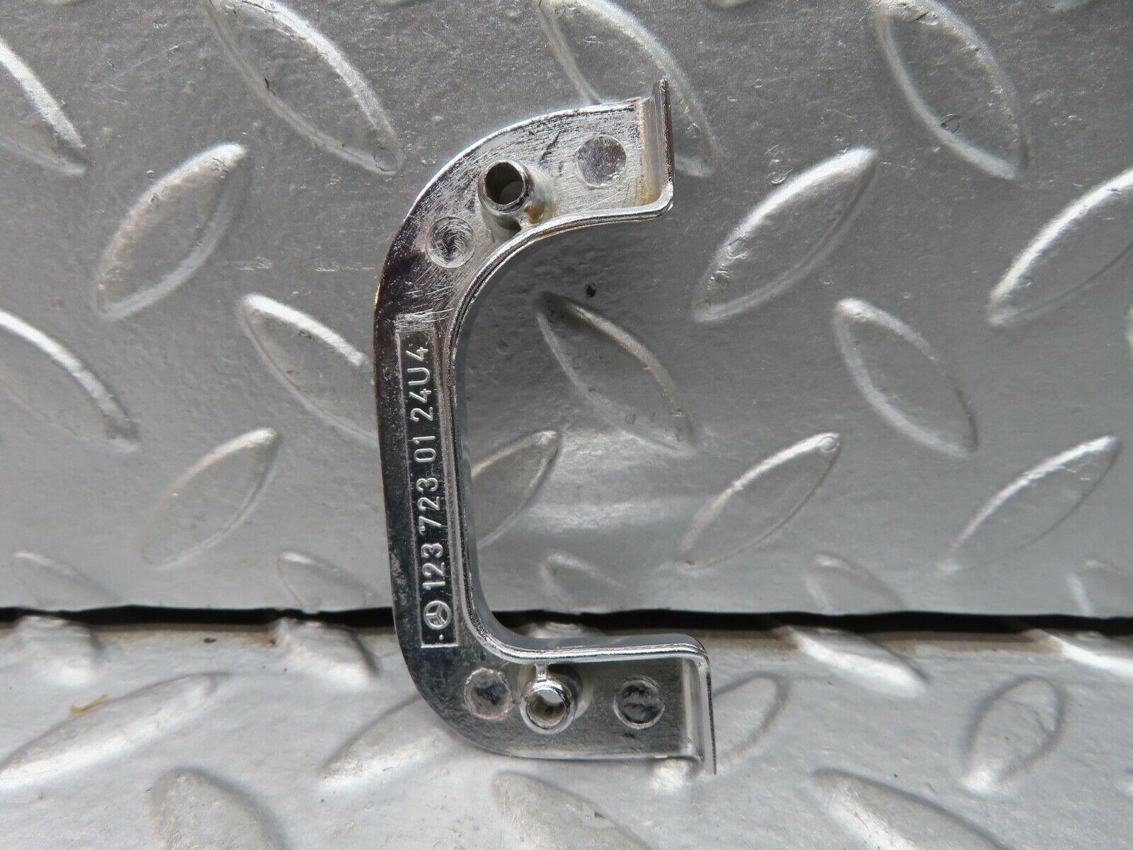 21491 Mercedes-Benz W126 300SE Left Chrome Door Latch Trim 1237230124