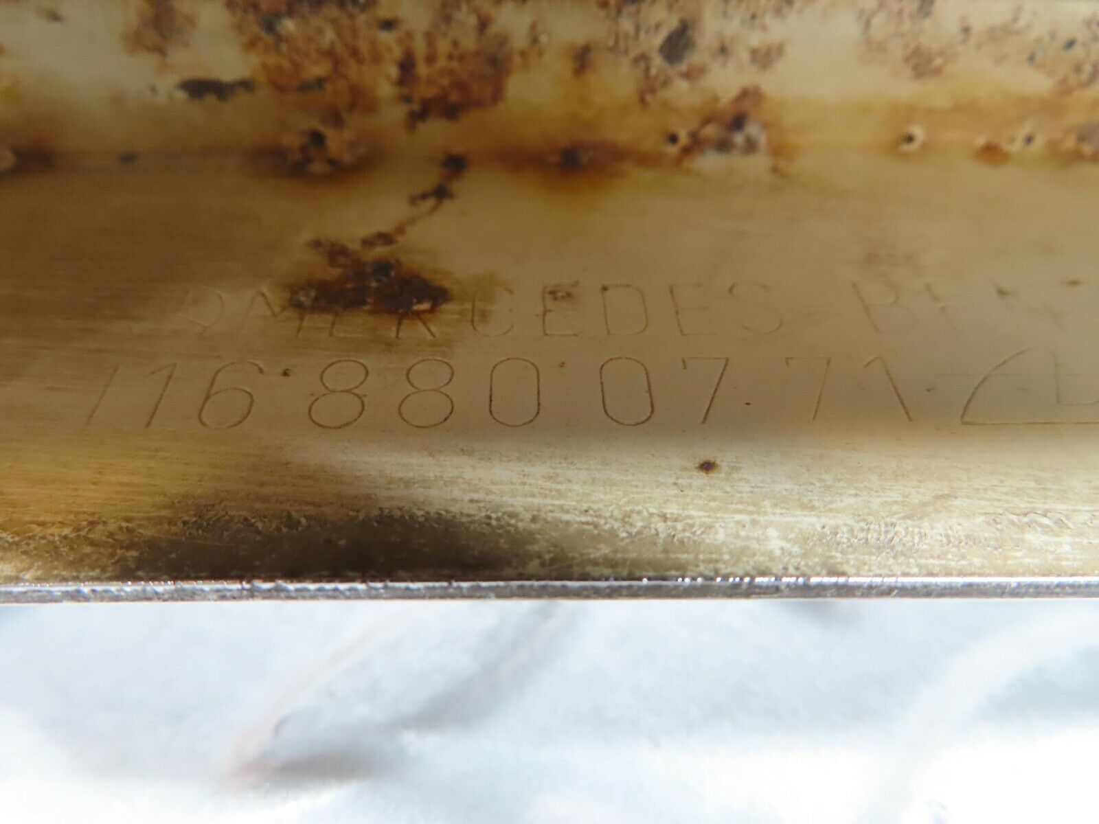 14313 Mercedes-Benz W116 350SE Rear Left Upper Bumper Chrome 1168800771