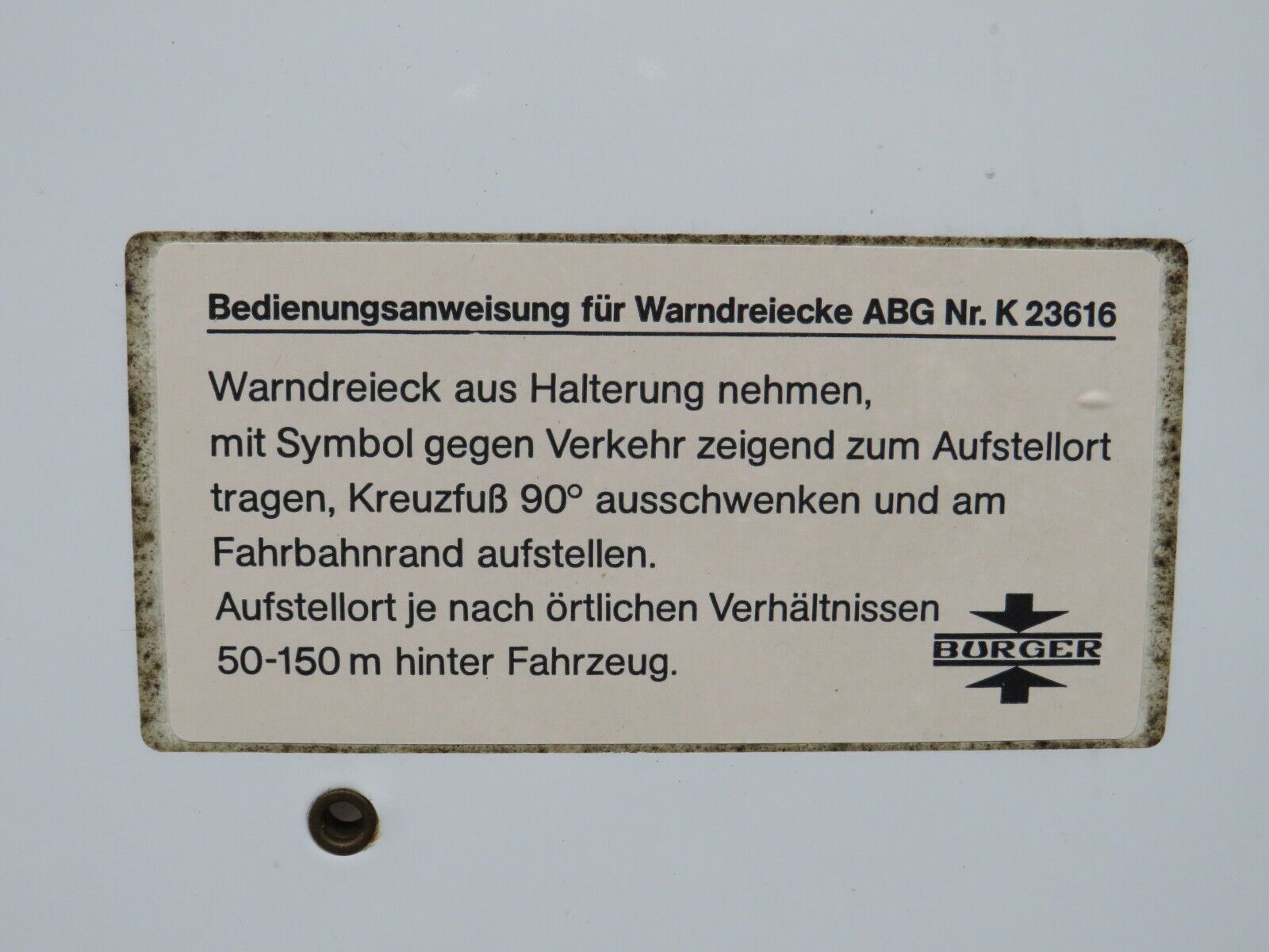 33573 Mercedes-Benz W201 190E 2.0L Warning Triangle