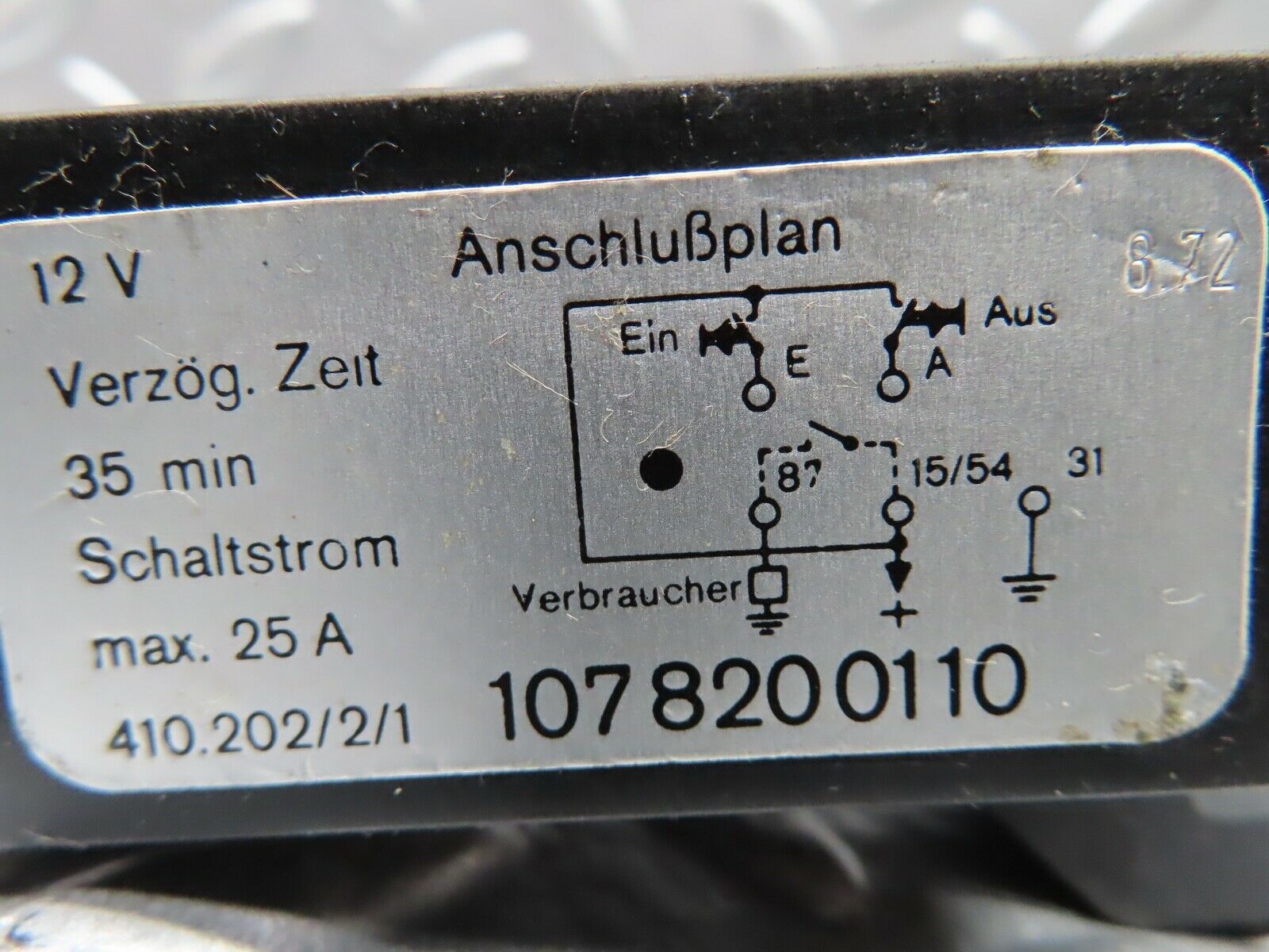 20322 Mercedes-Benz W114 280CE Coupe Rear Heated Window Relay 1078200110