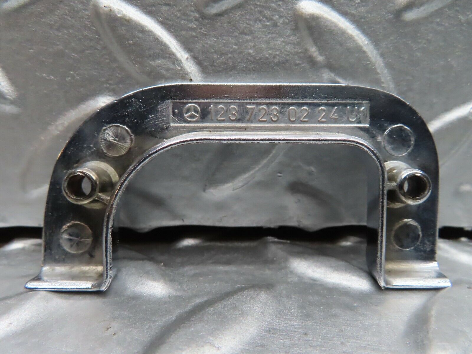 21082 Mercedes-Benz W123 230E Right Chrome Door Latch Trim 1237230224