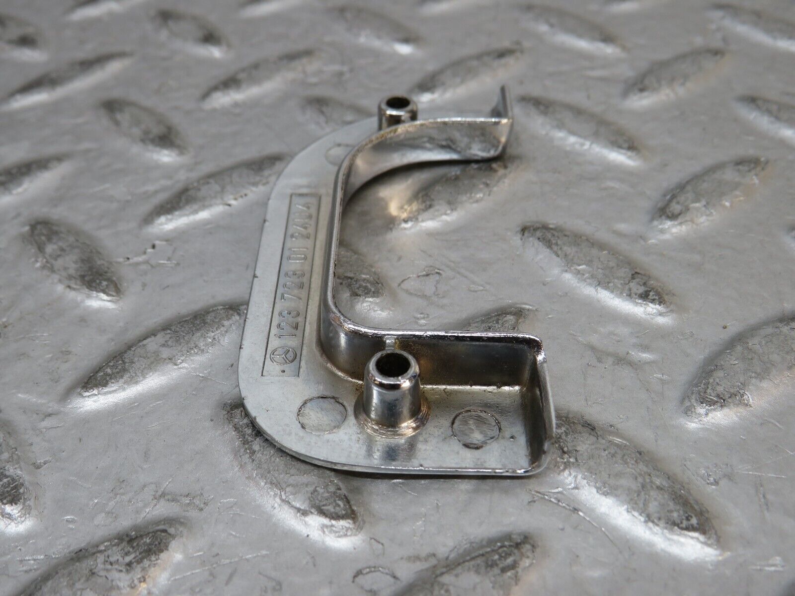 28802 Mercedes-Benz W123 230E Left Interior Chrome Door Latch Trim 1237230124