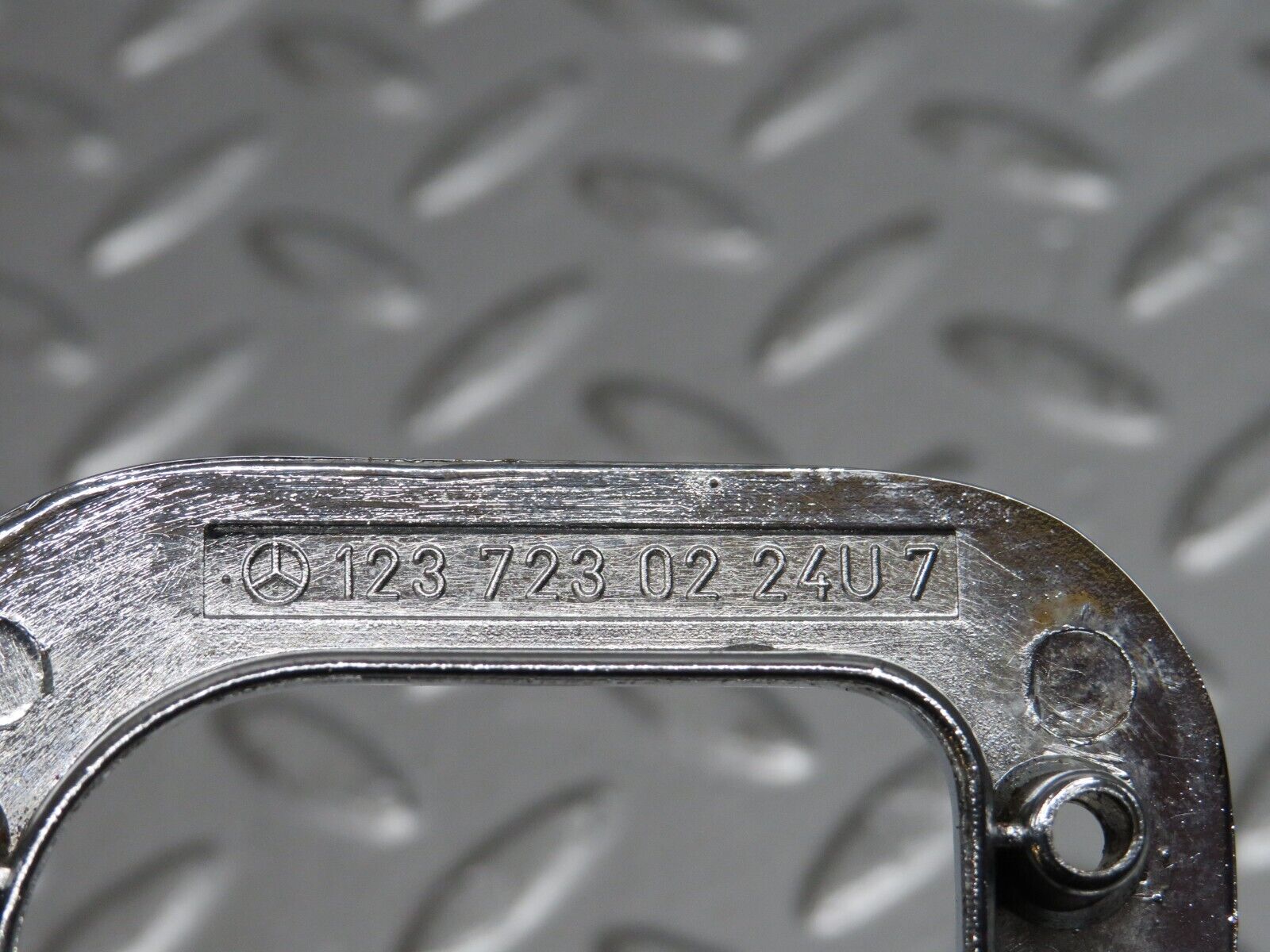 32180 Mercedes-Benz W123 230E Right Interior Chrome Door Latch Trim 1237230224