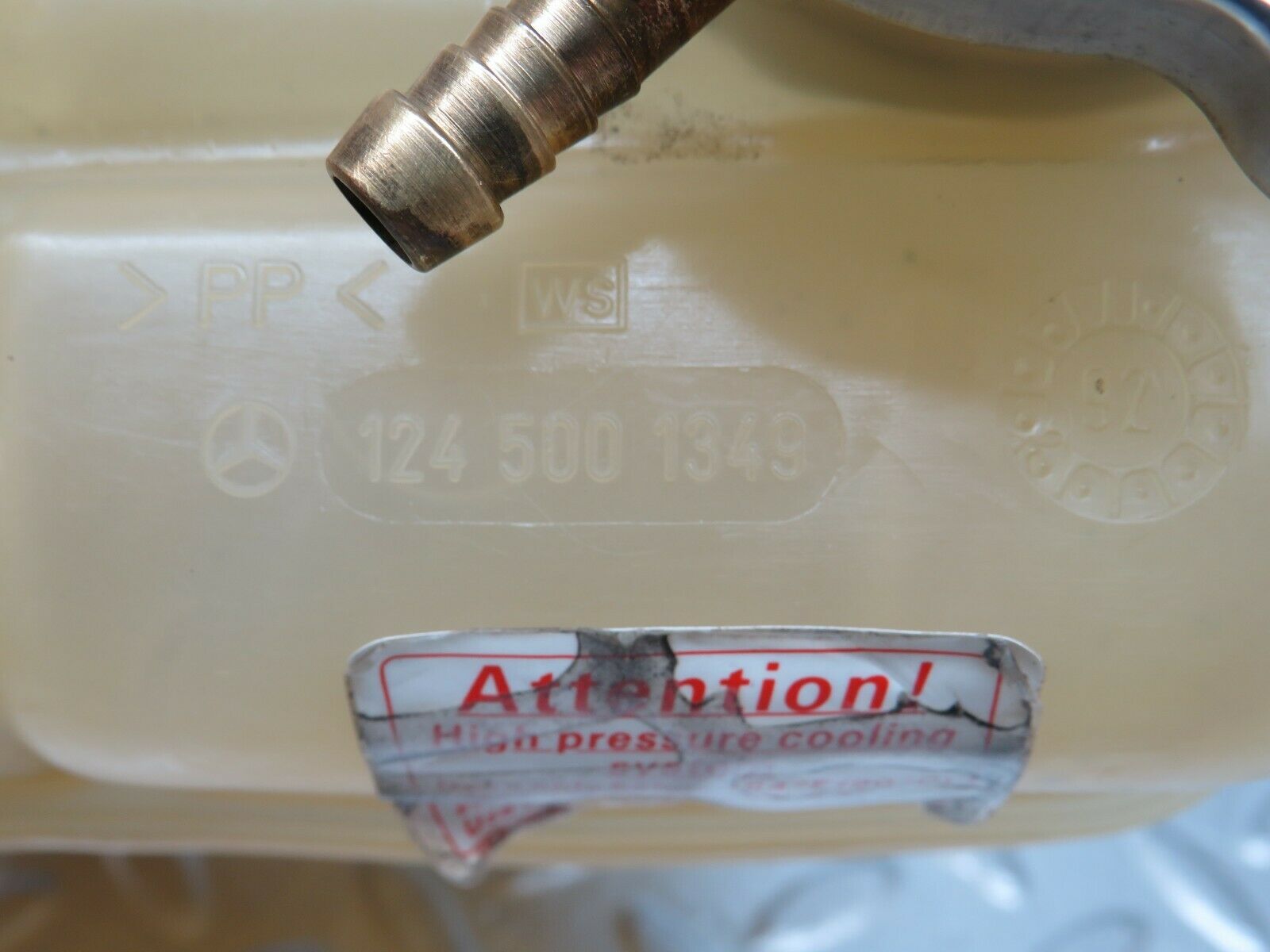 24399 Mercedes-Benz S124 220TE Wagon Coolant Reservoir Tank 1245001349
