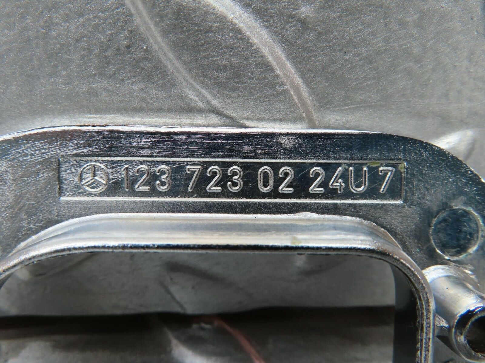 15226 Mercedes-Benz W123 230E Right Interior Chrome Door Latch Trim 1237230224