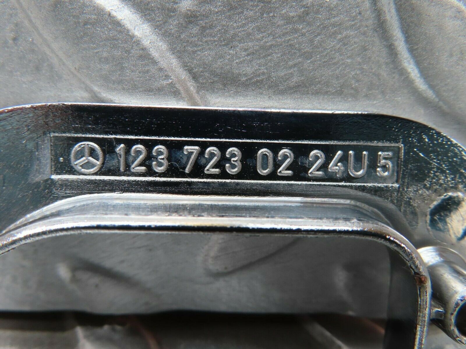 15227 Mercedes-Benz W123 230E Right Interior Chrome Door Latch Trim 1237230224