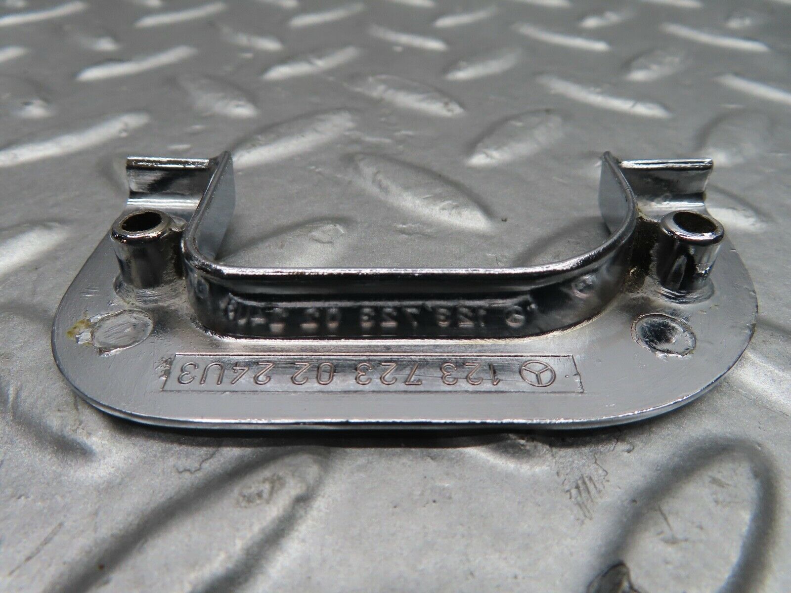 21081 Mercedes-Benz W123 230E Right Chrome Door Latch Trim 1237230224