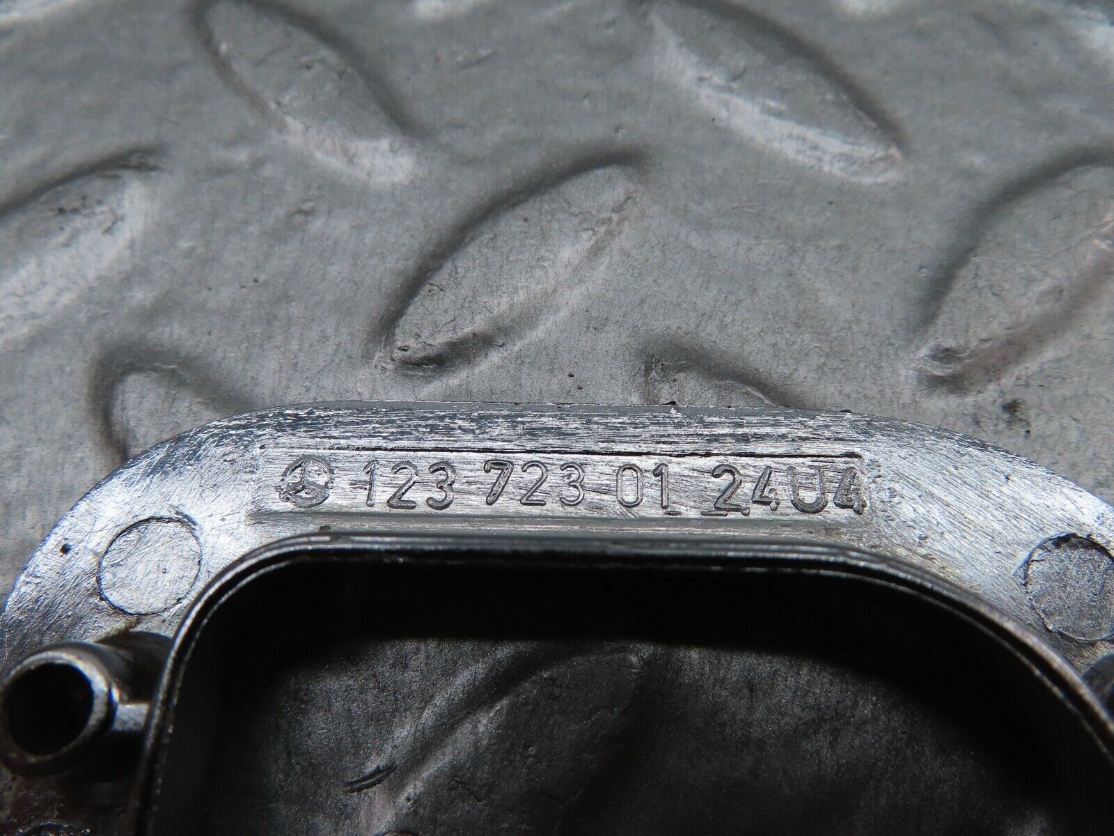 17951 Mercedes-Benz W123 200 Left Interior Chrome Door Latch Trim 1237230124