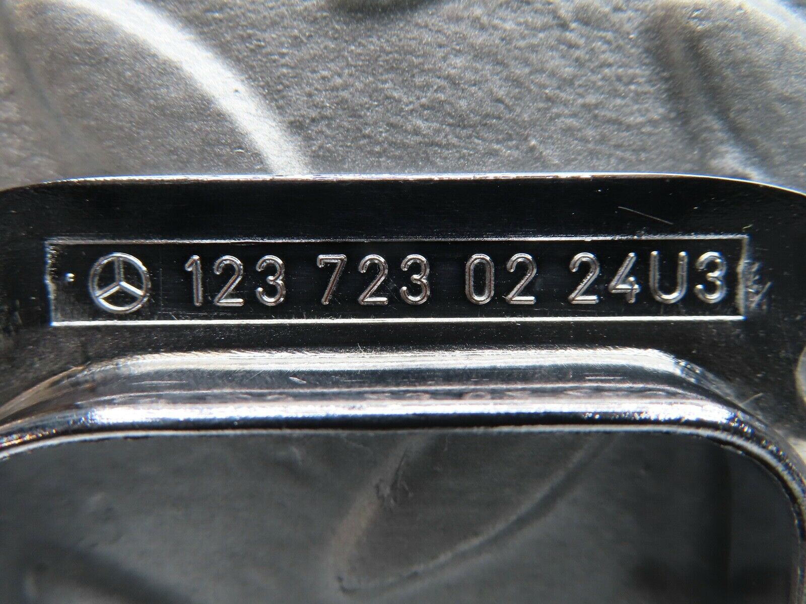 21081 Mercedes-Benz W123 230E Right Chrome Door Latch Trim 1237230224