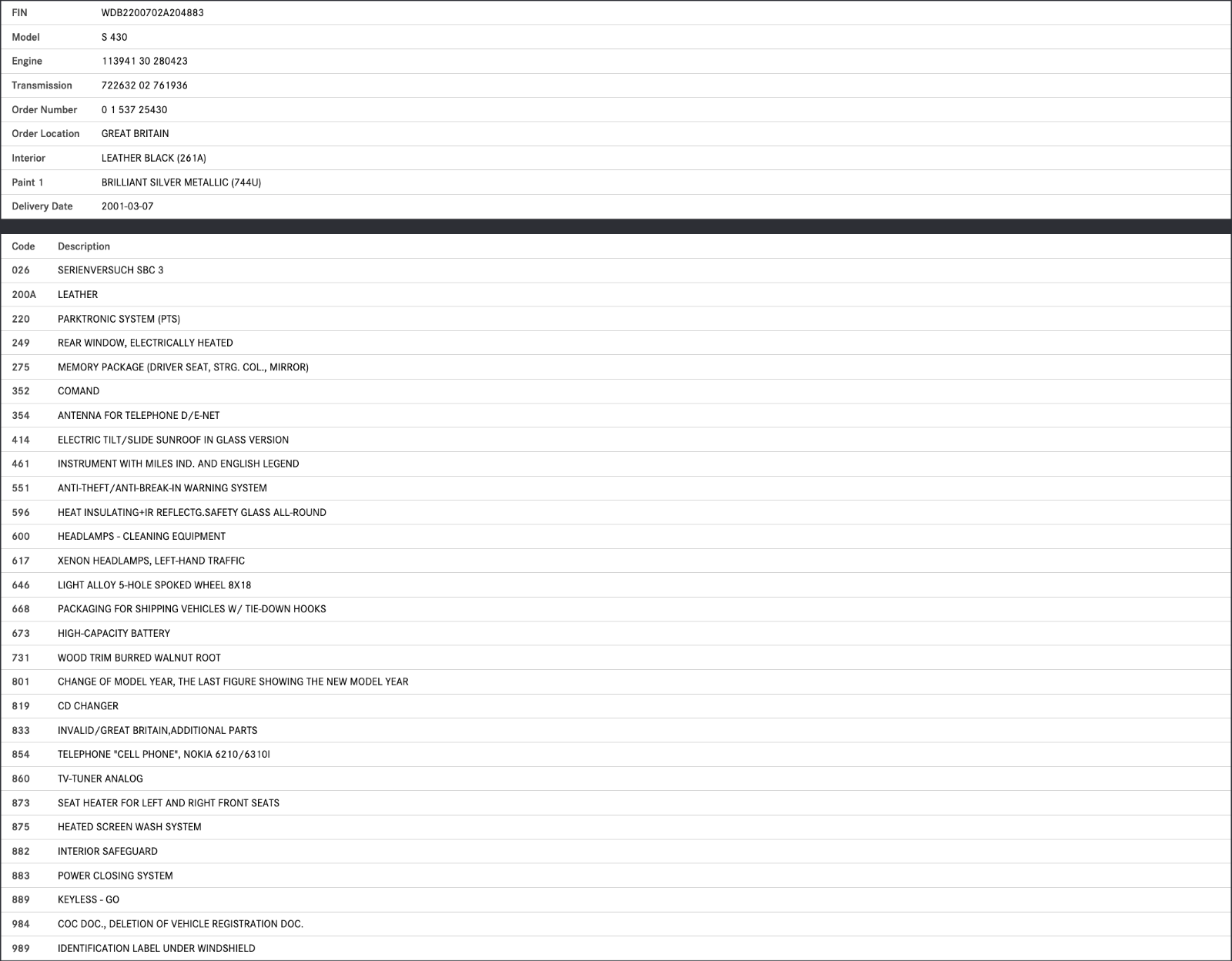 32278 Mercedes-Benz W220 S430 Front Left Door Hinge