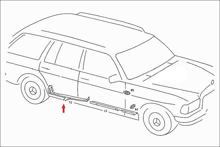 3733 Mercedes-Benz S123 200T Wagon Cable Cover Rear Right 1238210236