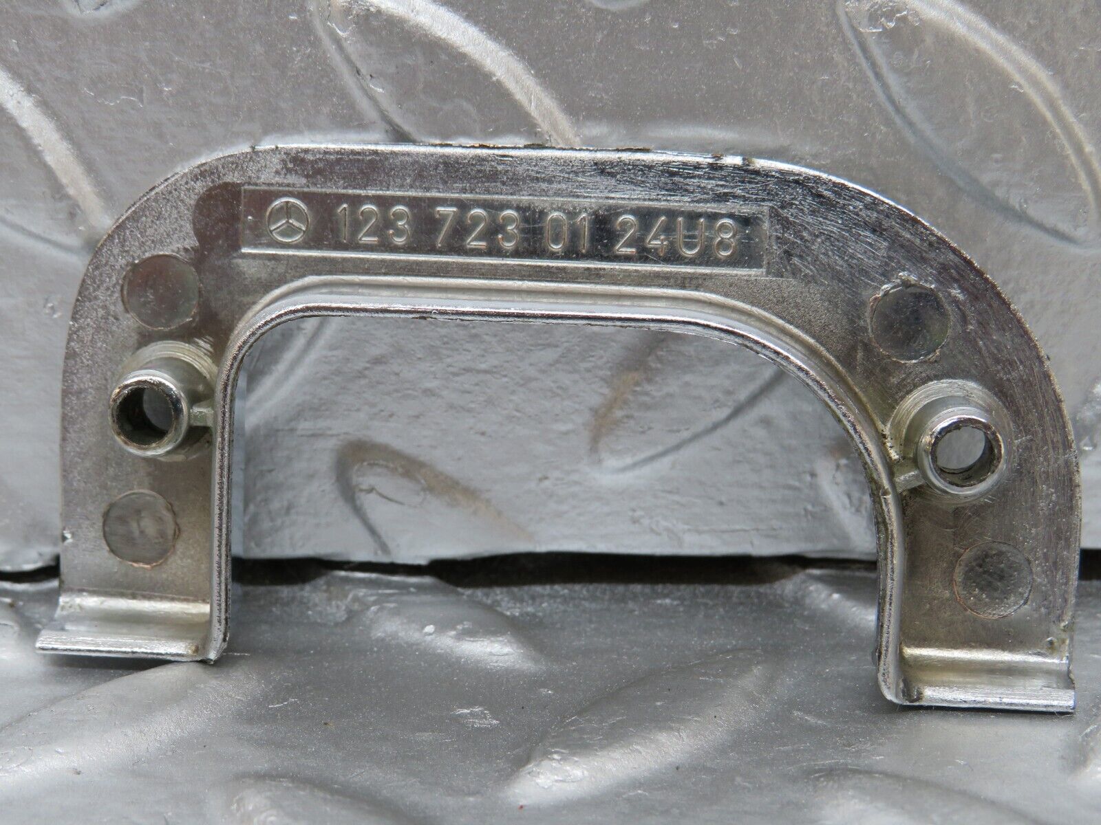 25549 Mercedes-Benz W123 200 Left Interior Chrome Door Latch Trim 1237230124