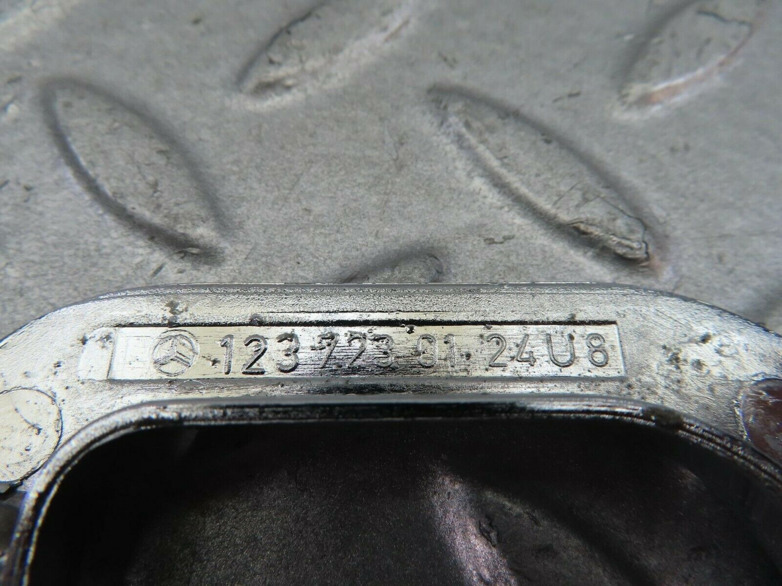 8722 Mercedes-Benz W123 Left Interior Chrome Door Latch Trim 1237230124