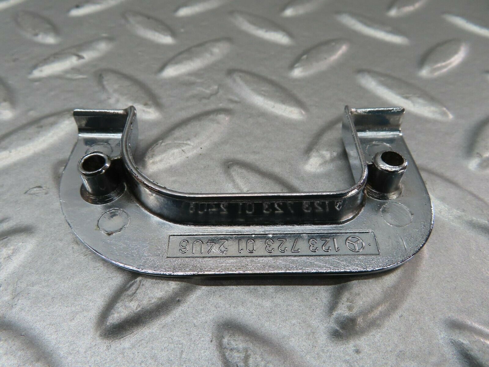 15229 Mercedes-Benz W123 230E Left Interior Chrome Door Latch Trim 1237230124