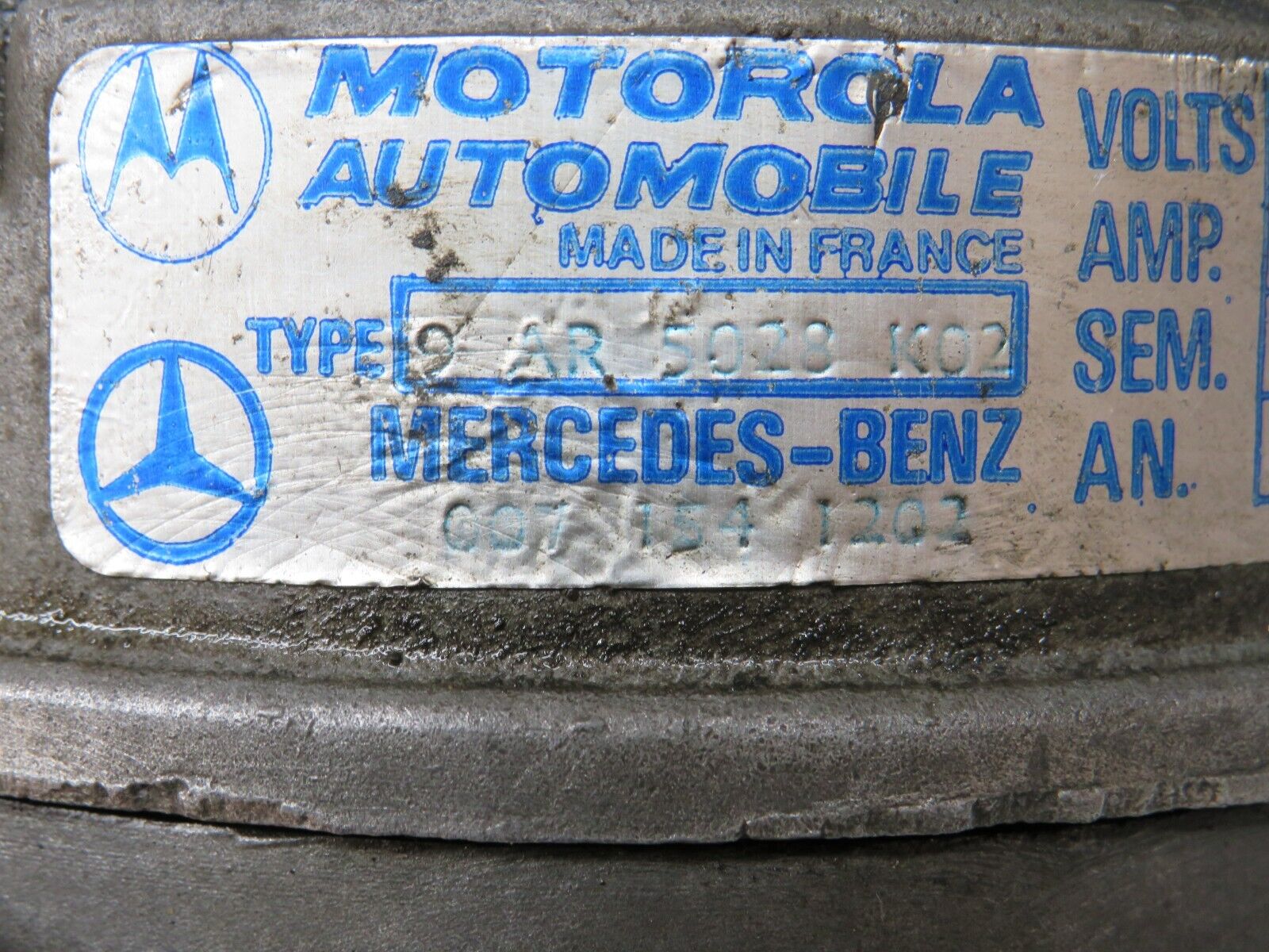 28392 Mercedes-Benz S123 240D Wagon Alternator Generator Motorola 0071541202