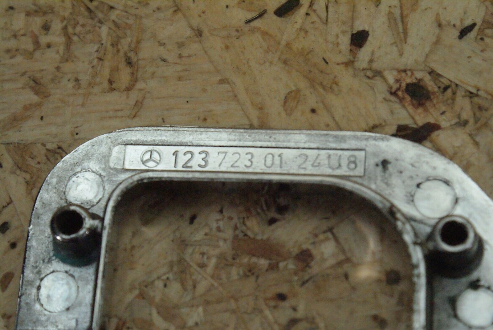 2313 Mercedes-Benz W123 280E Left Interior Chrome Door Latch Trim 1237230124