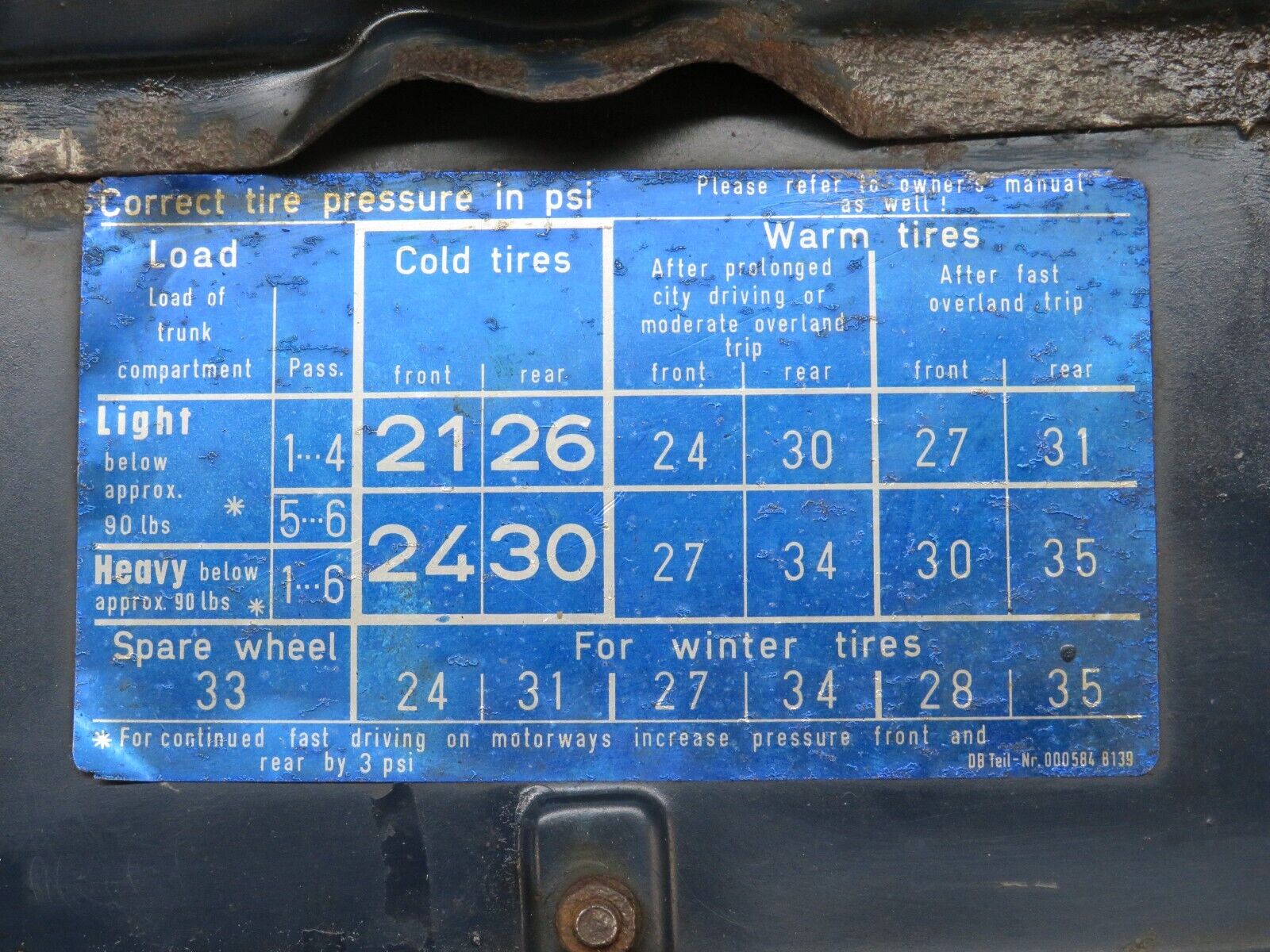 40350 Mercedes-Benz W110 230 Fuel Tank Flap Cap 0005848139