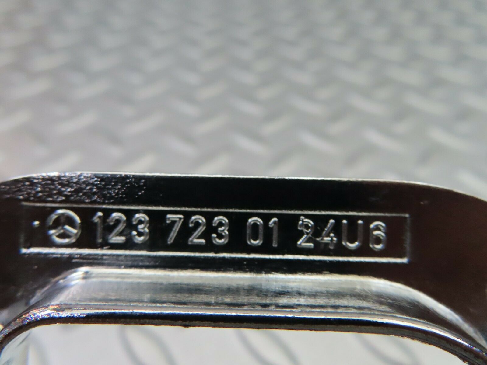 5841 Mercedes-Benz W123 200 Left Interior Chrome Door Latch Trim 1237230124