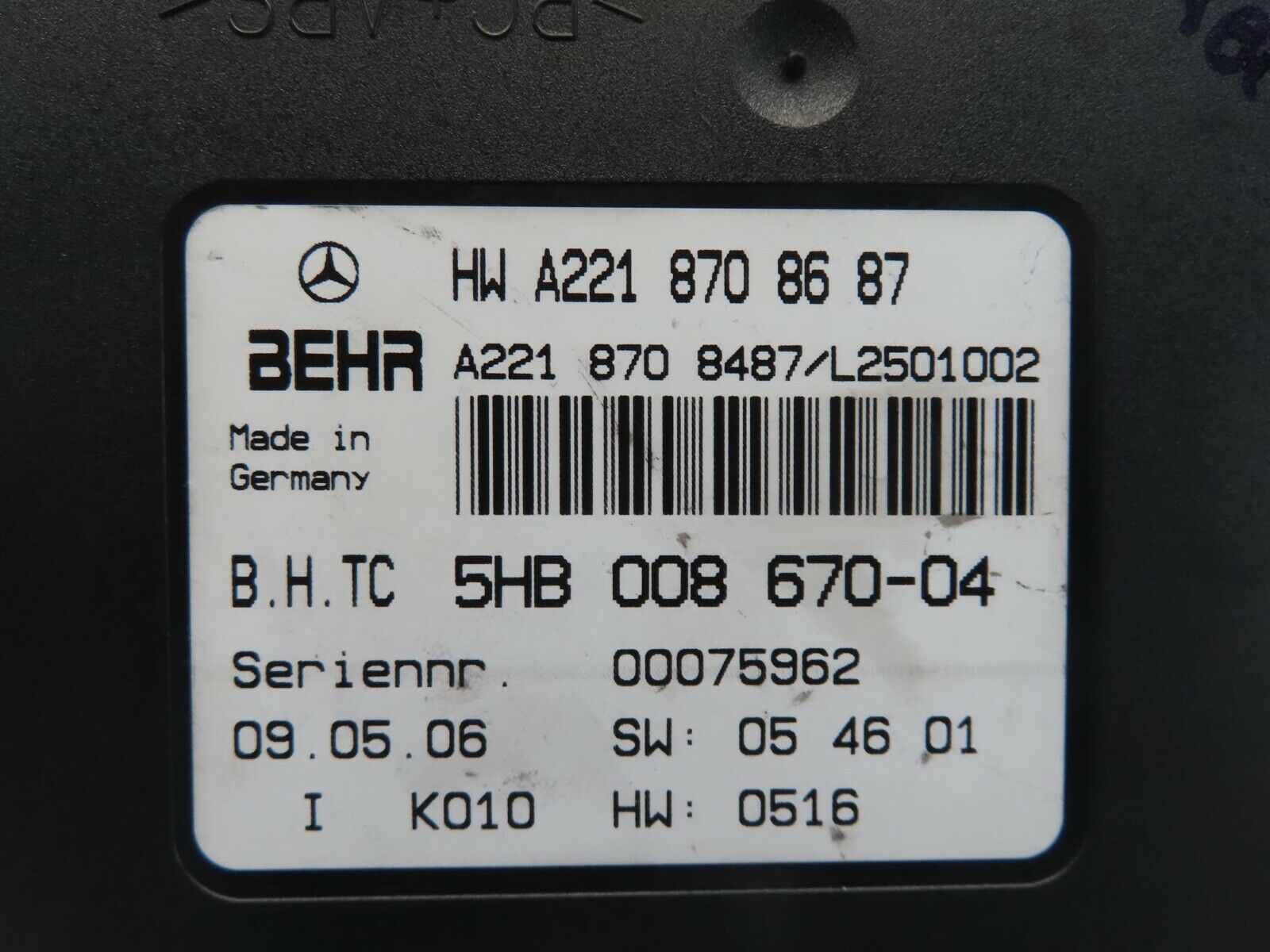 11280 Mercedes-Benz W221 S320 A/C Heater Climate Control Module 2218708687