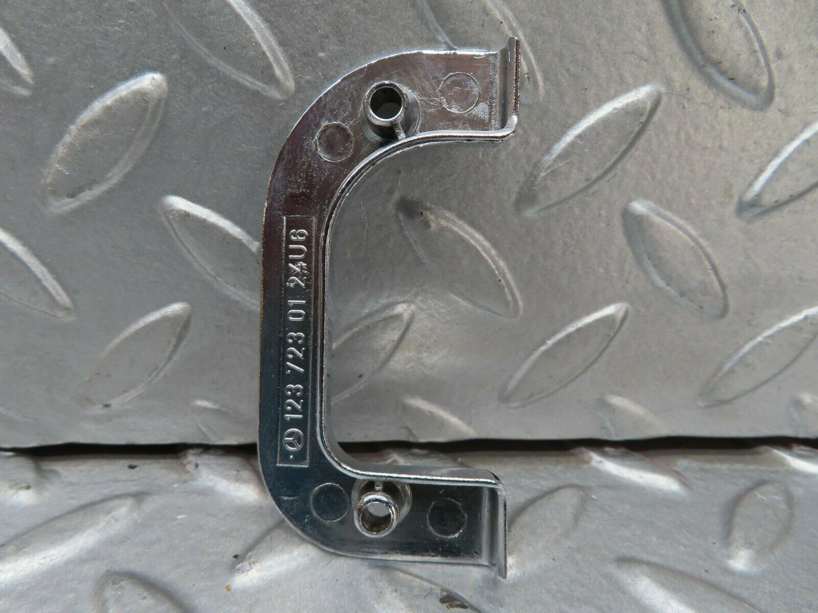 15229 Mercedes-Benz W123 230E Left Interior Chrome Door Latch Trim 1237230124