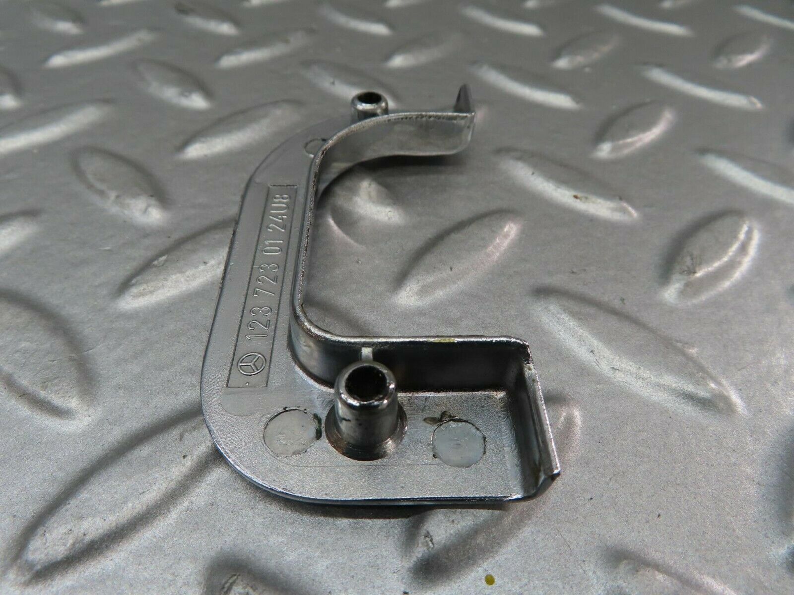 15228 Mercedes-Benz W123 230E Left Interior Chrome Door Latch Trim 1237230124