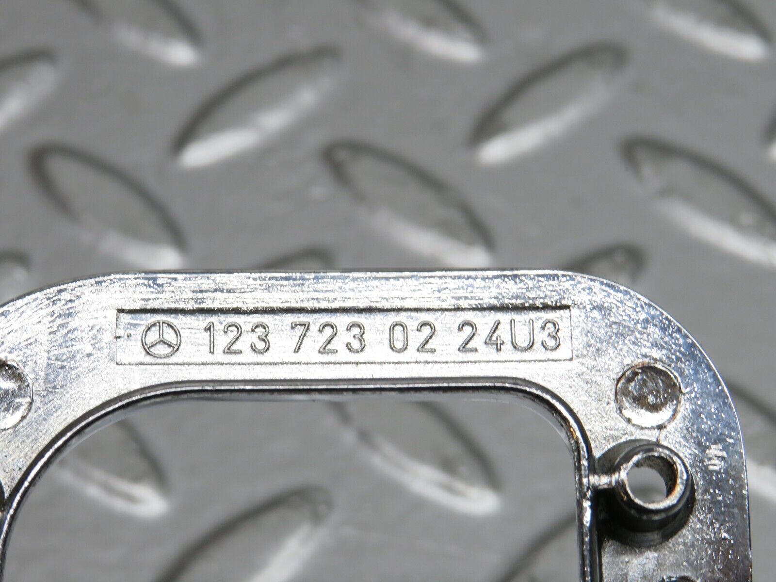 32181 Mercedes-Benz W123 230E Right Interior Chrome Door Latch Trim 1237230224