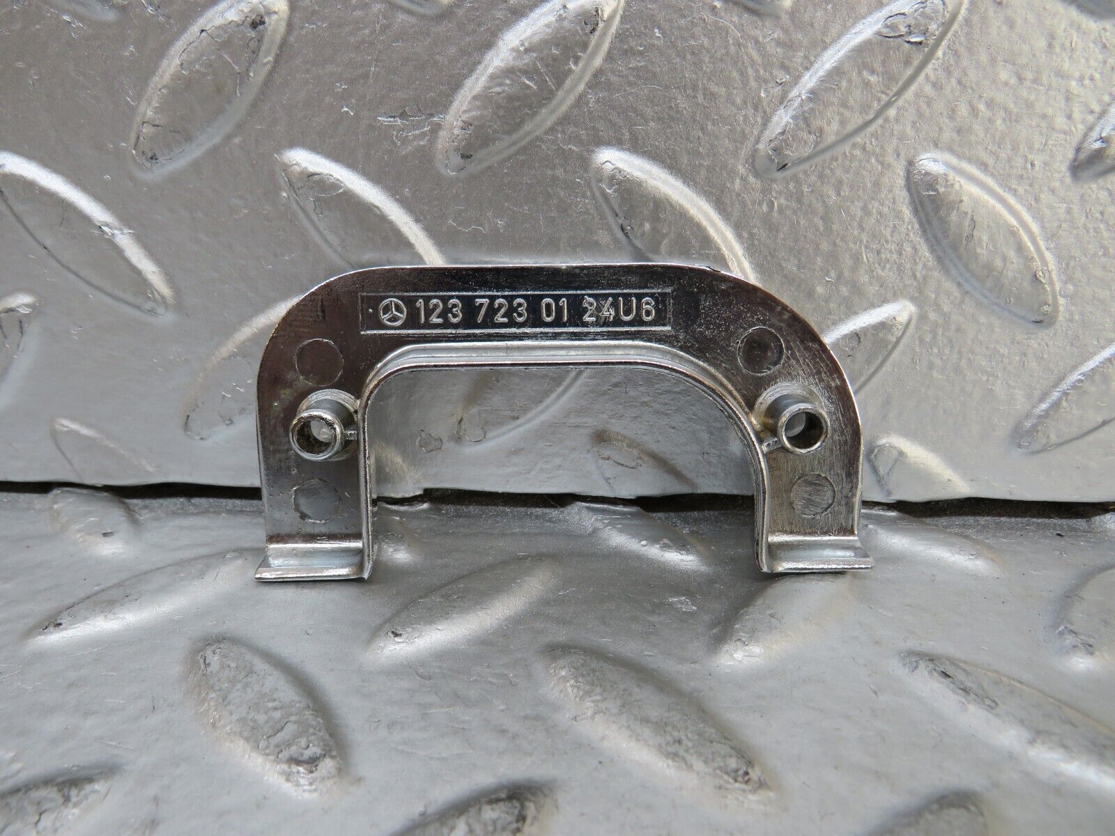 27168 Mercedes-Benz W123 280E Left Interior Chrome Door Latch Trim 1237230124