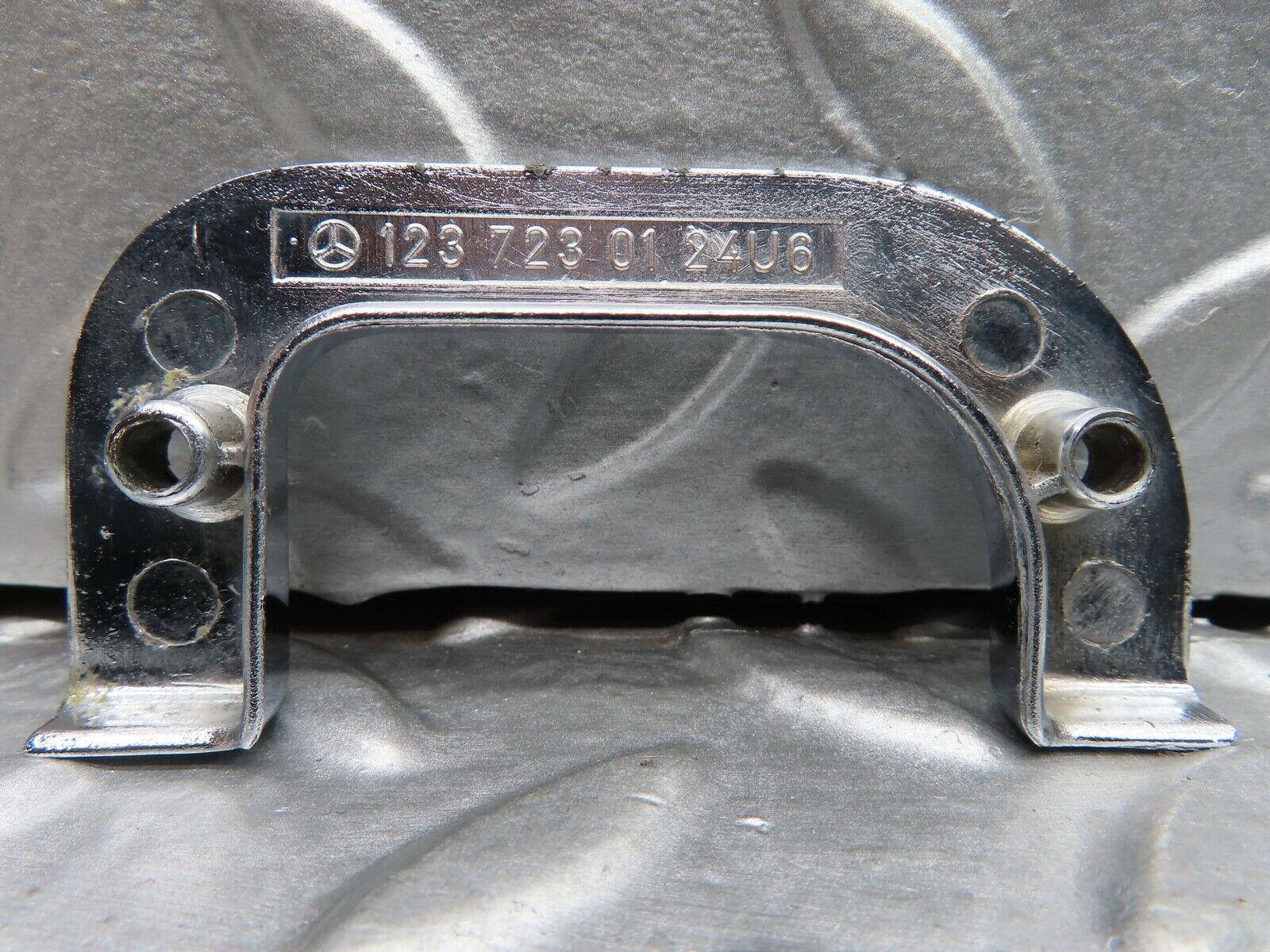 21083 Mercedes-Benz W123 230E Left Chrome Door Latch Trim 1237230124