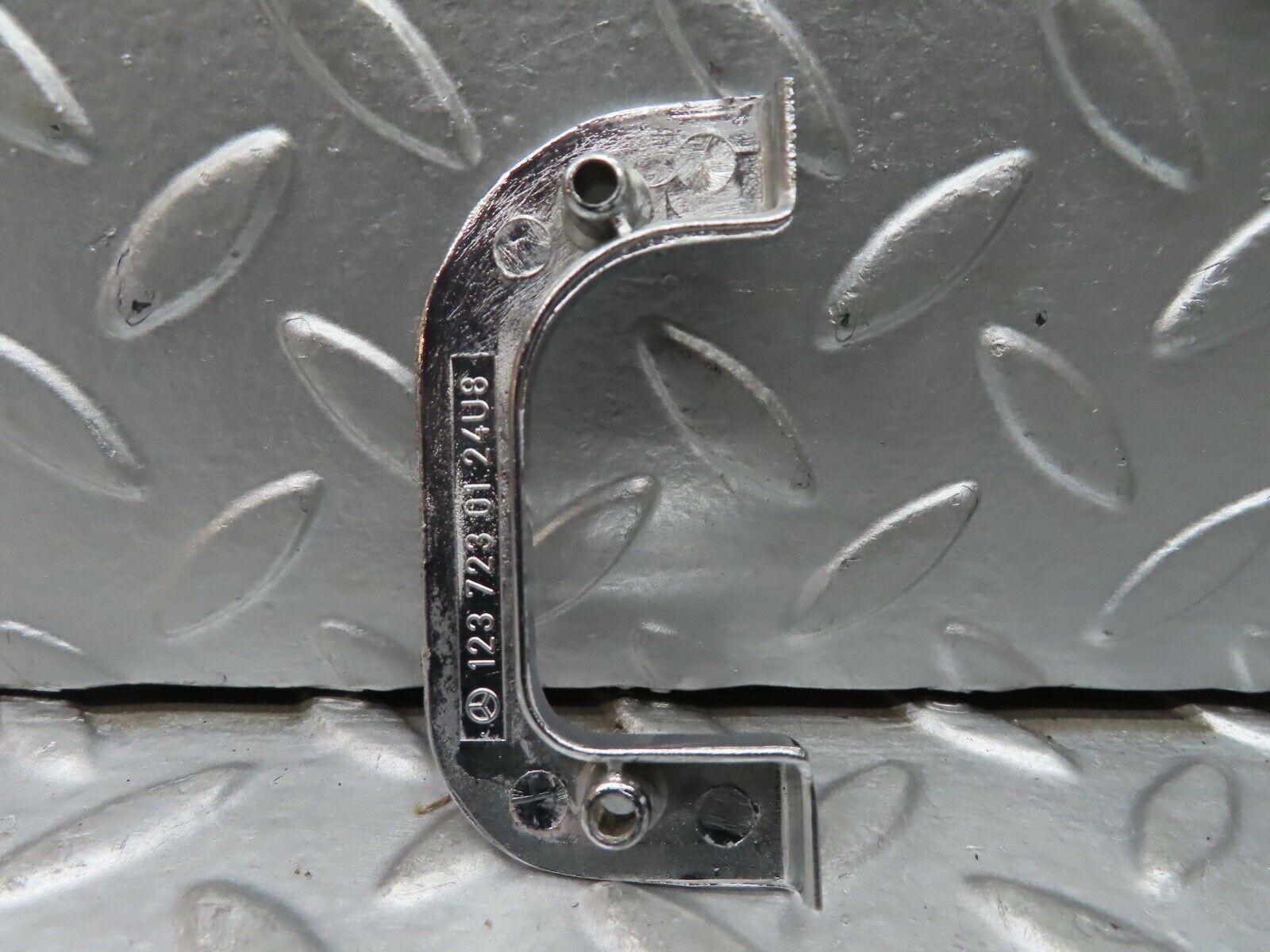 21492 Mercedes-Benz W126 300SE Left Chrome Door Latch Trim 1237230124