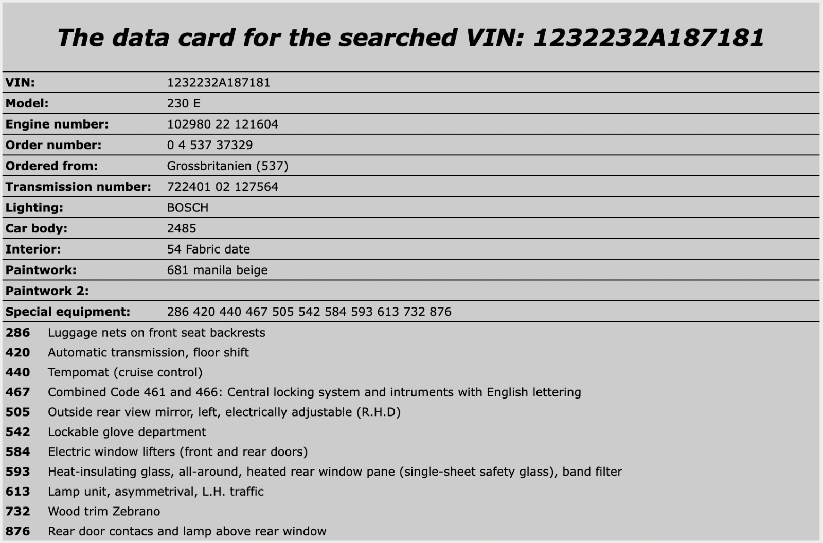 28719 Mercedes-Benz W123 230E Vacuum Reservoir Tank 1238001419