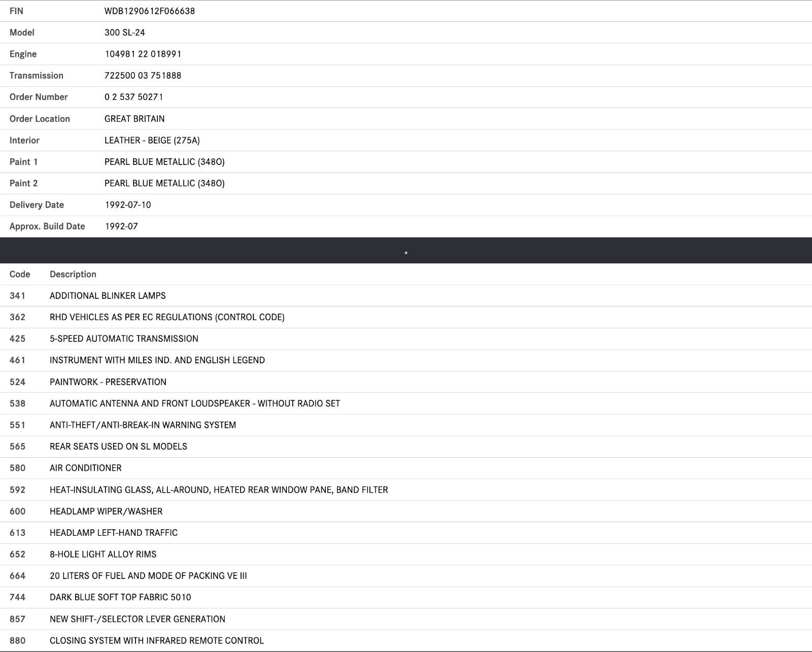 36833 Mercedes-Benz R129 300SL-24 Front Left Seat Base 1299190006 1299190206