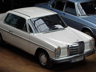 Mercedes W114 classic white coupe front photo