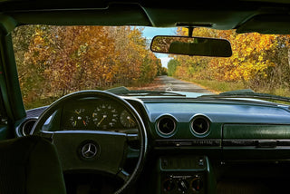 Mercedes W123 classic green interior dashboard steering wheel photo