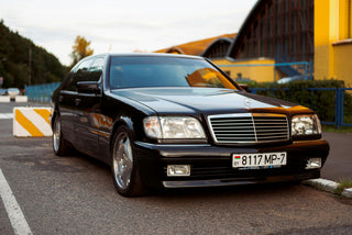 Mercedes W140 S-Class classic black saloon car front photo