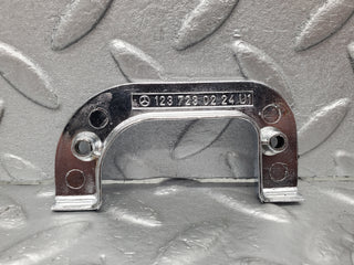 W123 Lang right interior chrome door latch trim used OEM
