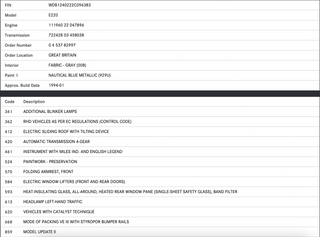 44738 Mercedes-Benz W124 220E Rear Seat 1249202216