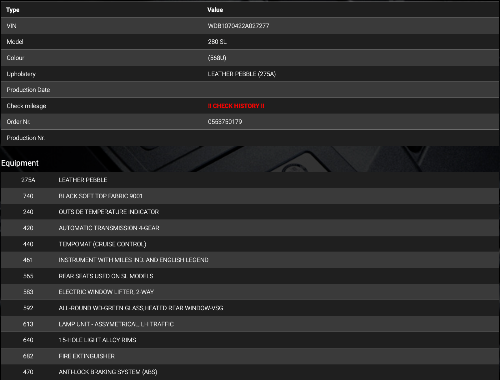 35656 Mercedes-Benz R107 280SL  Seat Hinge Chrome Cover 1079130528