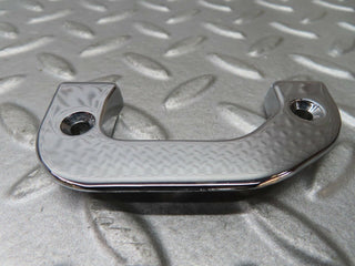 W116 left door interior chrome latch trim used OEM