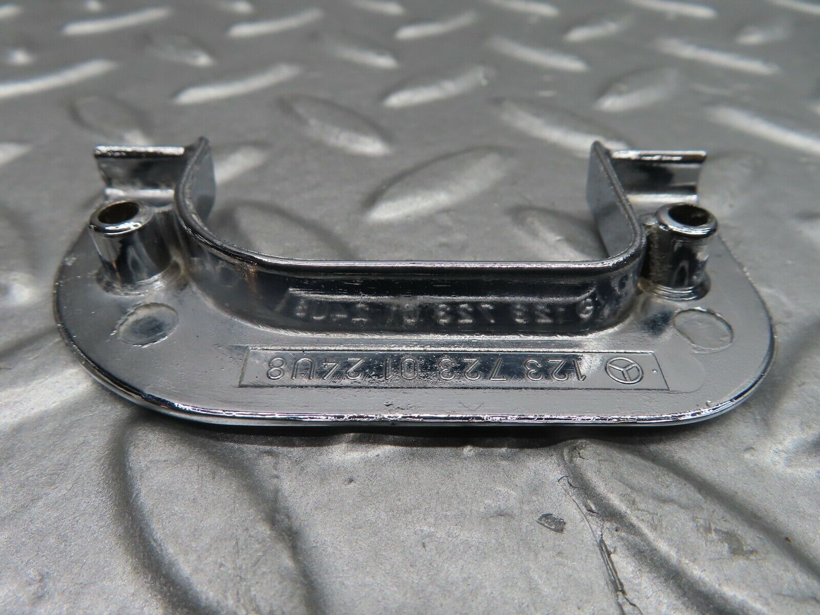 21084 Mercedes-Benz W123 230E Left Chrome Door Latch Trim 1237230124