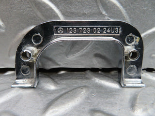 W123 right chrome door latch trim used OEM