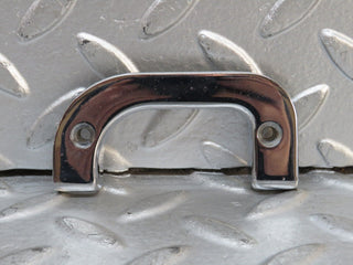 W123 left interior chrome door latch trim used OEM