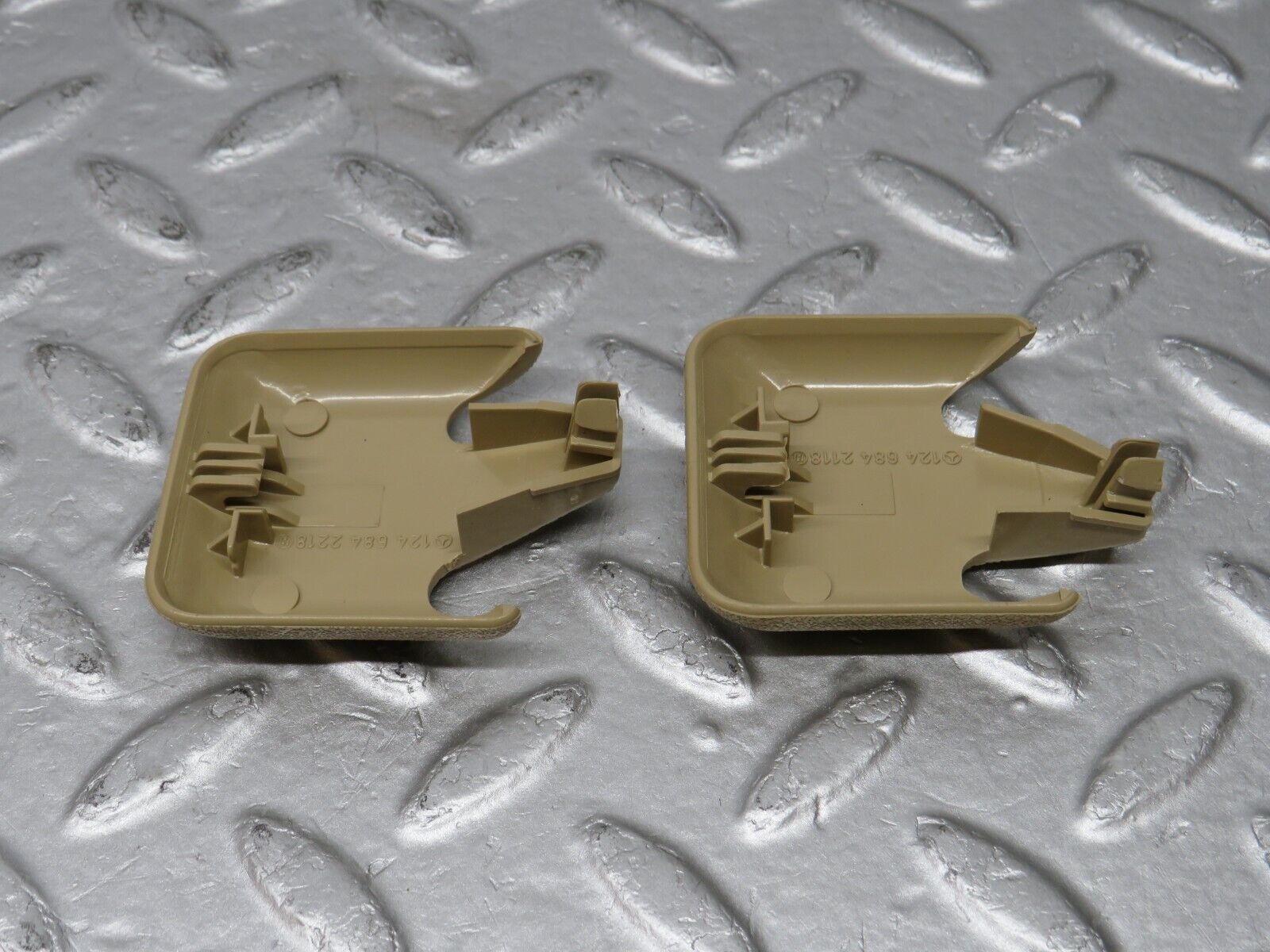 36717 Mercedes-Benz W201 190E 2.0L Front Seat Rail Trim Cover Pair Beige 1246842118 1246842218