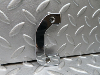 W116 right door interior chrome latch trim used OEM