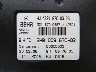 35153 Mercedes-Benz W221 Climate Control Unit 2218700326 2218700287