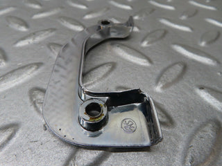 W116 left door interior chrome latch trim used OEM