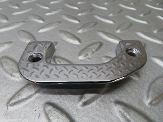 W116 left door interior chrome latch trim used OEM