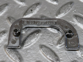 W123 left interior door chrome latch trim used OEM
