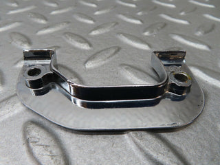 W116 left door interior chrome latch trim used OEM
