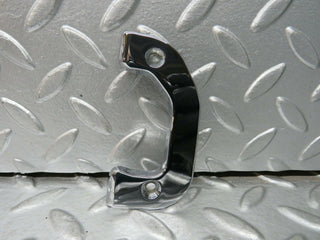 W116 left chrome door latch trim used OEM